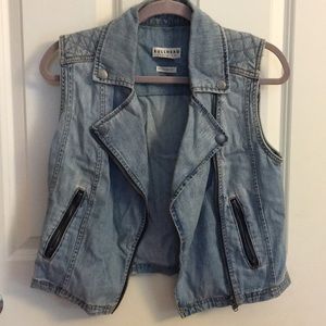 Denim moto-style vest